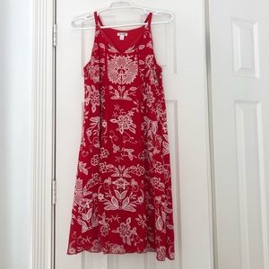 Westport Red Floral Embroidered Sleeveless Shift Dress | Small